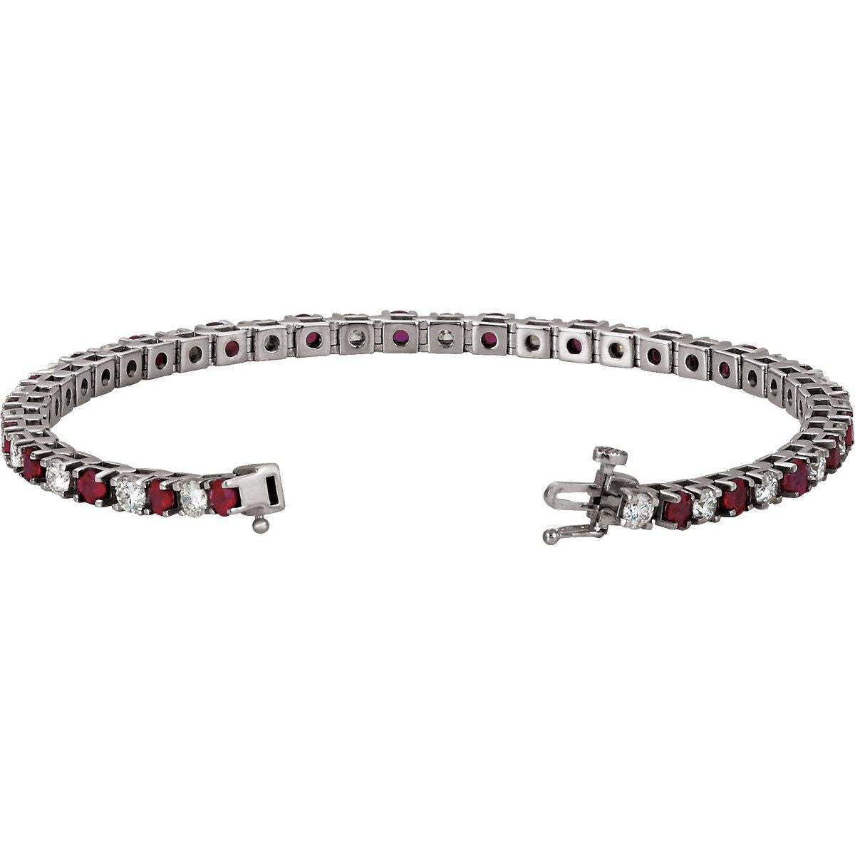 Lab-Grown Ruby & 2 3/8 CTW Lab-Grown Diamond Line Bracelet in 14k white gold