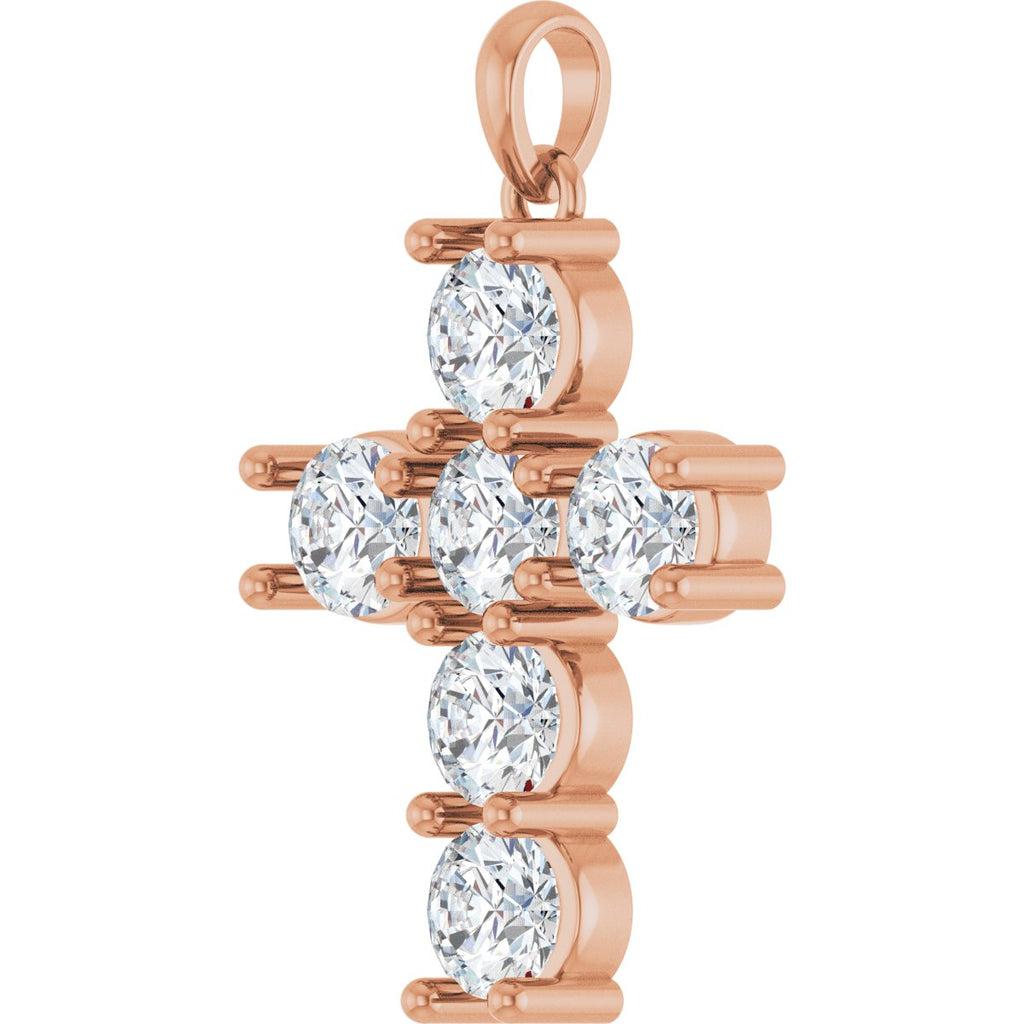 1 3/4 CTW Natural Diamond Cross Pendant in 14k rose gold