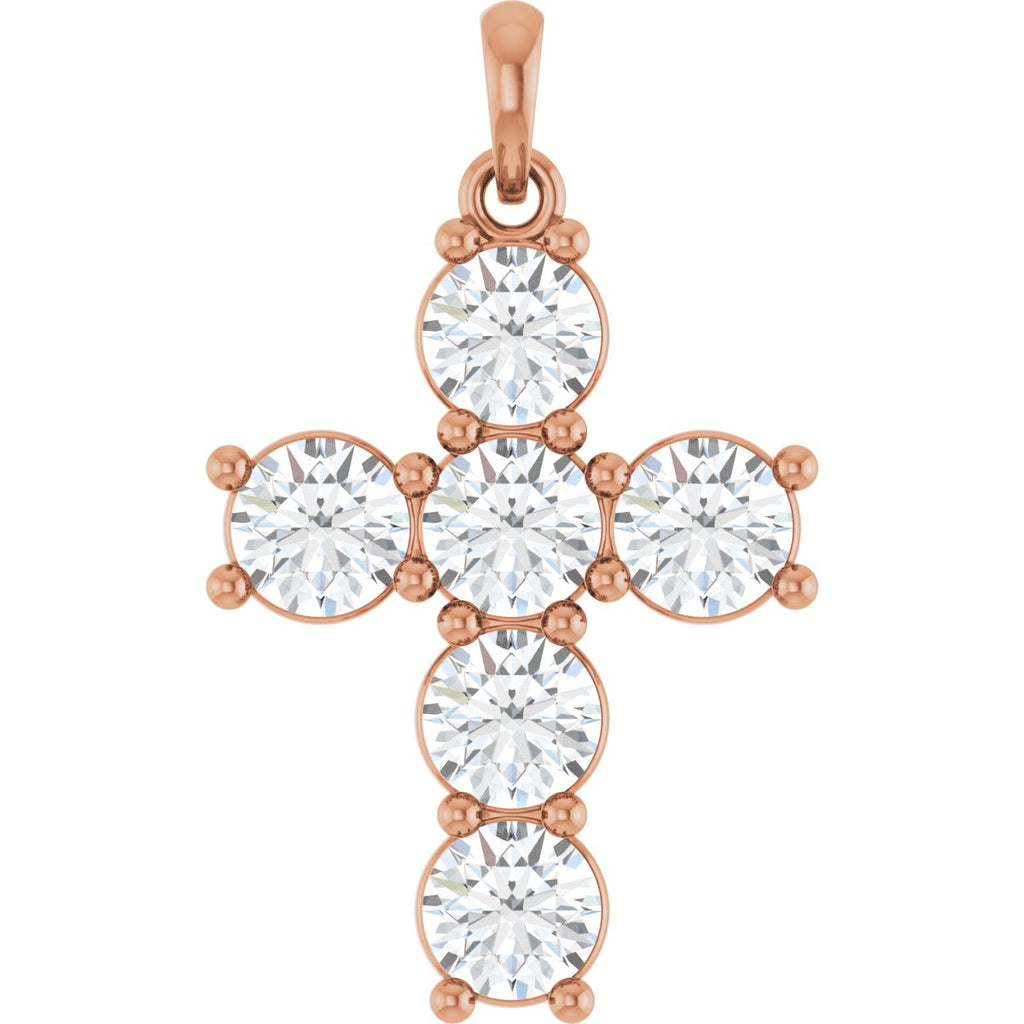 1 3/4 CTW Natural Diamond Cross Pendant in 14k rose gold