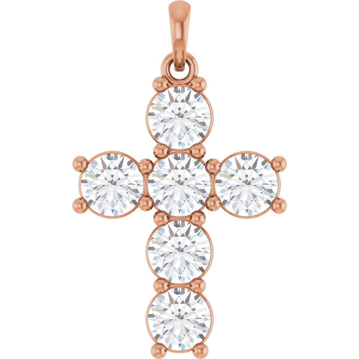 1 3/4 CTW Natural Diamond Cross Pendant in 14k rose gold