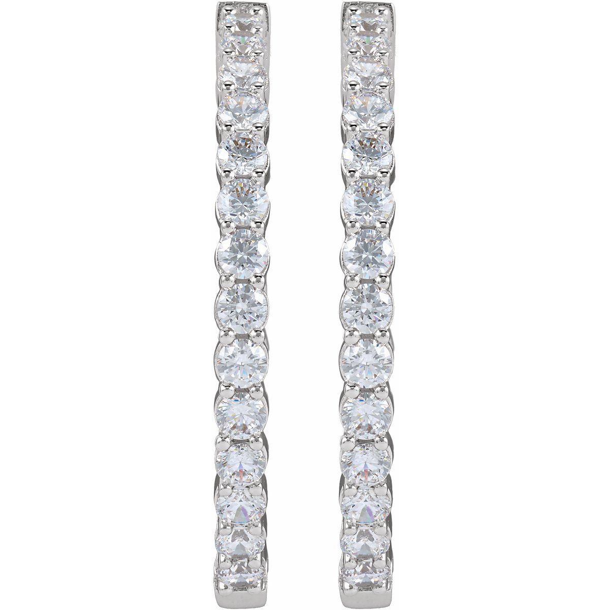 4 CTW Lab-Grown Diamond Inside-Outside Hinged 36 mm Hoop Earrings in 14k white gold