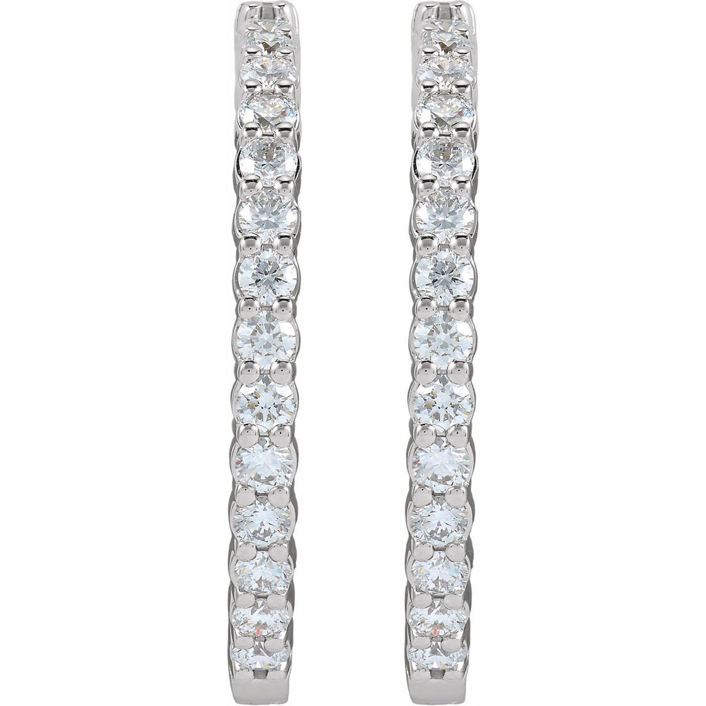 5 CTW Lab-Grown Diamond Inside-Outside Hinged 37.8 mm Hoop Earrings in 14k white gold
