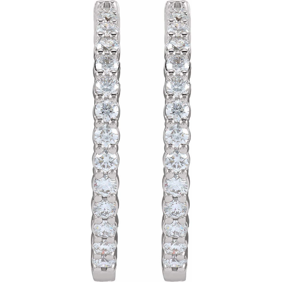 5 CTW Lab-Grown Diamond Inside-Outside Hinged 37.8 mm Hoop Earrings in 14k white gold