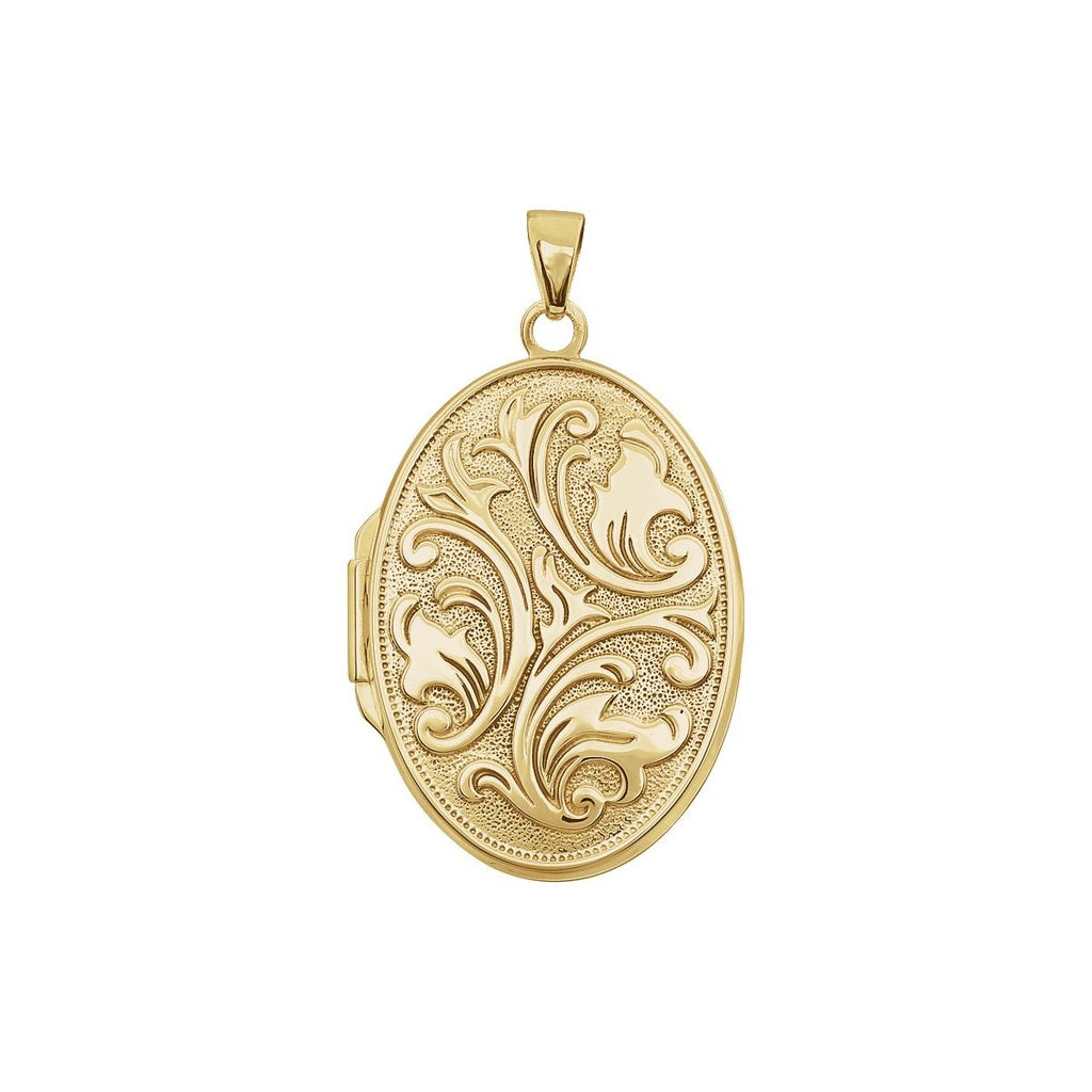 Embossed Oval Locket in 14k yellow gold