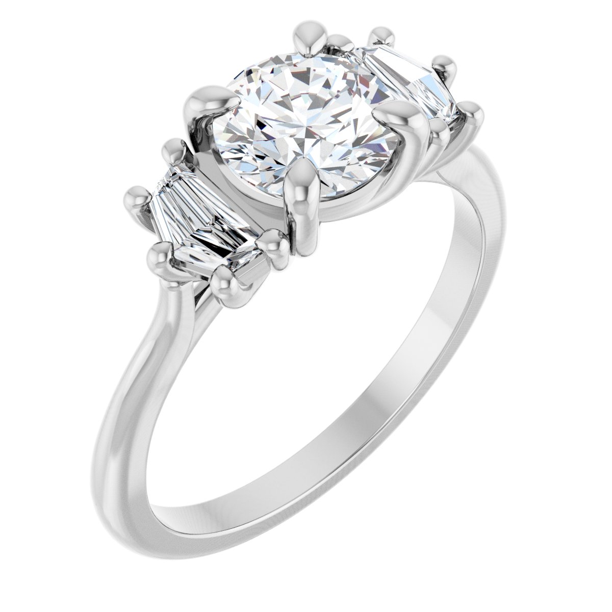 1 1/3 CTW Lab-Grown Diamond Three-Stone Engagement Ring in 14k white gold