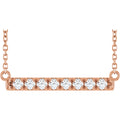 1/4 CTW Natural Diamond French-Set Bar Necklace in 14k rose gold