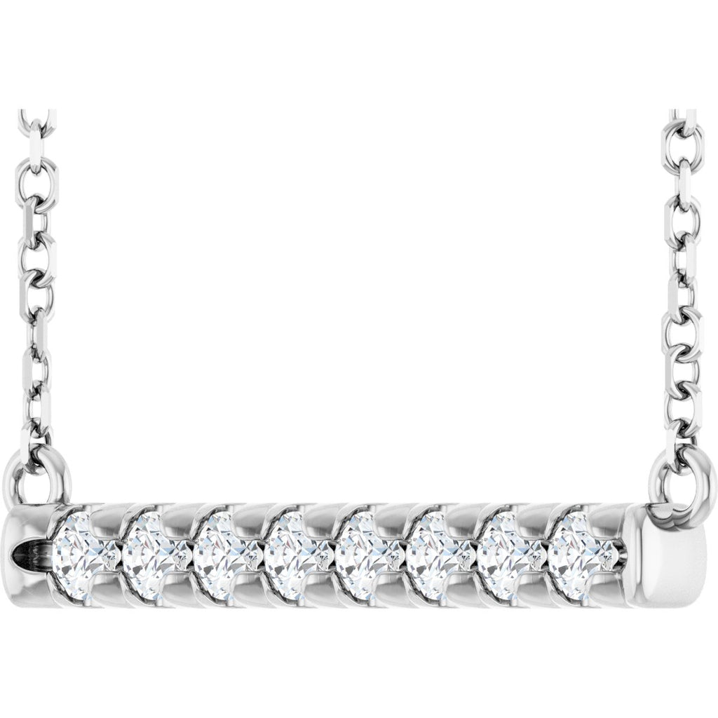 1/4 CTW Natural Diamond French-Set Bar Necklace in 14k white gold