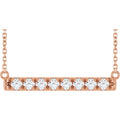 1/2 CTW Natural Diamond French-Set Bar Necklace in 14k rose gold