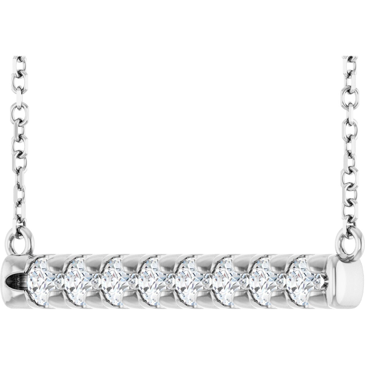 1/2 CTW Natural Diamond French-Set Bar Necklace in 14k white gold