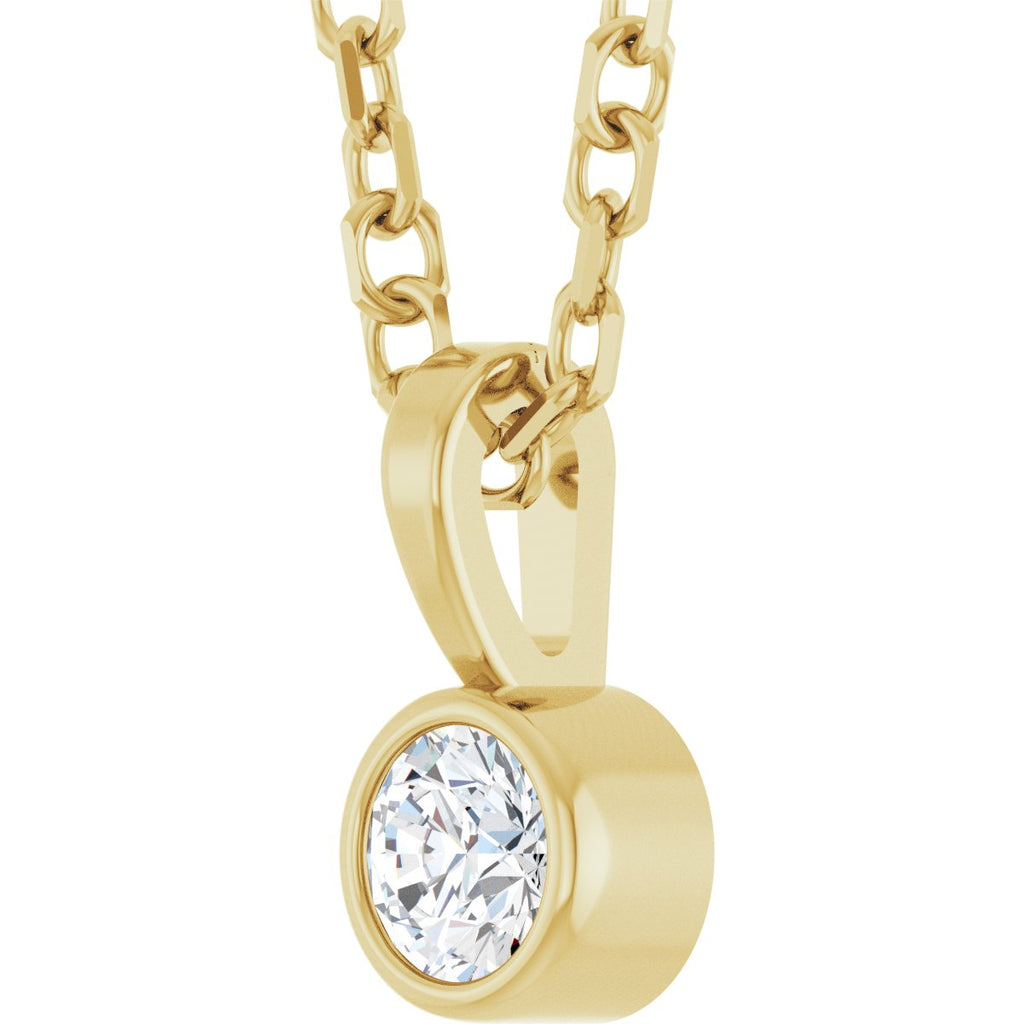 .06 CT Natural Diamond Bezel-Set Solitaire Necklace in 14k yellow gold
