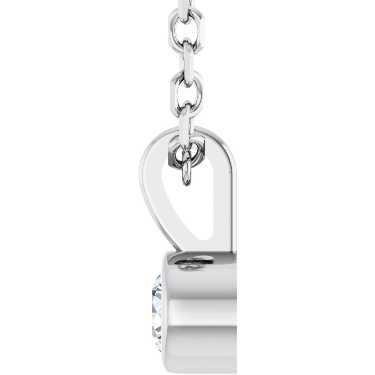 .06 CT Natural Diamond Bezel-Set Solitaire Necklace in 14k white gold