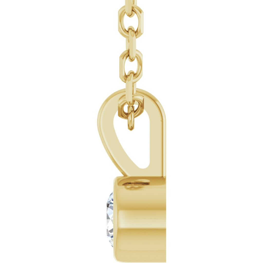 .06 CT Natural Diamond Bezel-Set Solitaire Necklace in 14k yellow gold