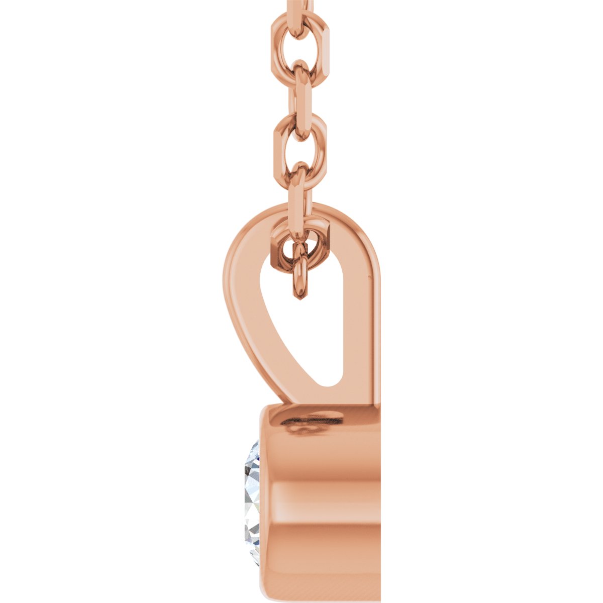.06 CT Natural Diamond Bezel-Set Solitaire Necklace in 14k rose gold