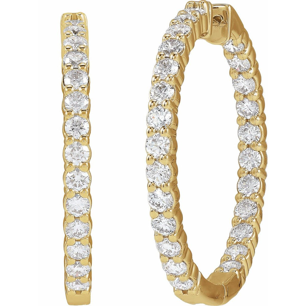 5 CTW Lab-Grown Diamond Inside-Outside Hinged 37.8 mm Hoop Earrings in 14k yellow gold