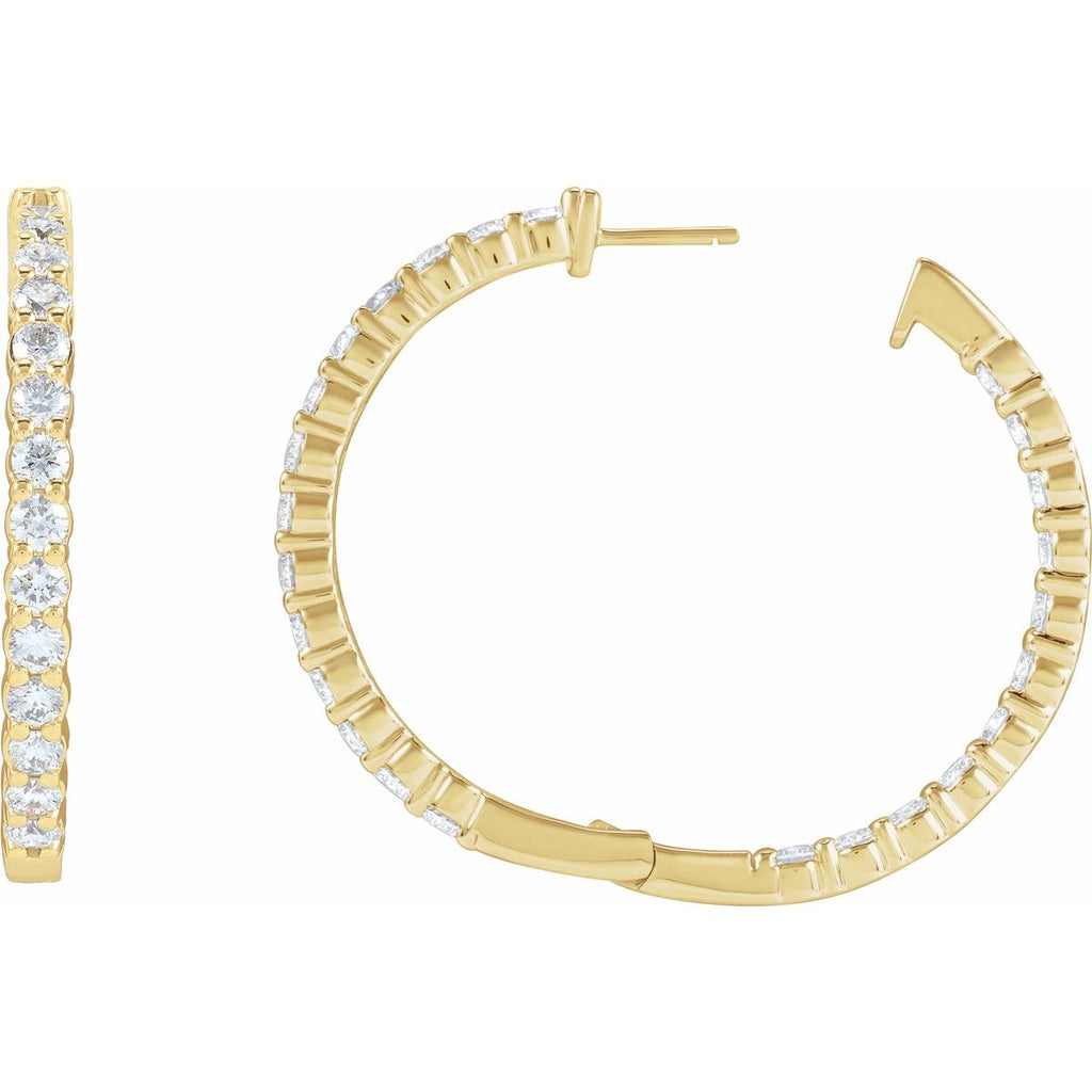 5 CTW Lab-Grown Diamond Inside-Outside Hinged 37.8 mm Hoop Earrings in 14k yellow gold