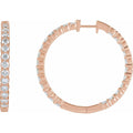 5 CTW Lab-Grown Diamond Inside-Outside Hinged 37.8 mm Hoop Earrings in 14k rose gold