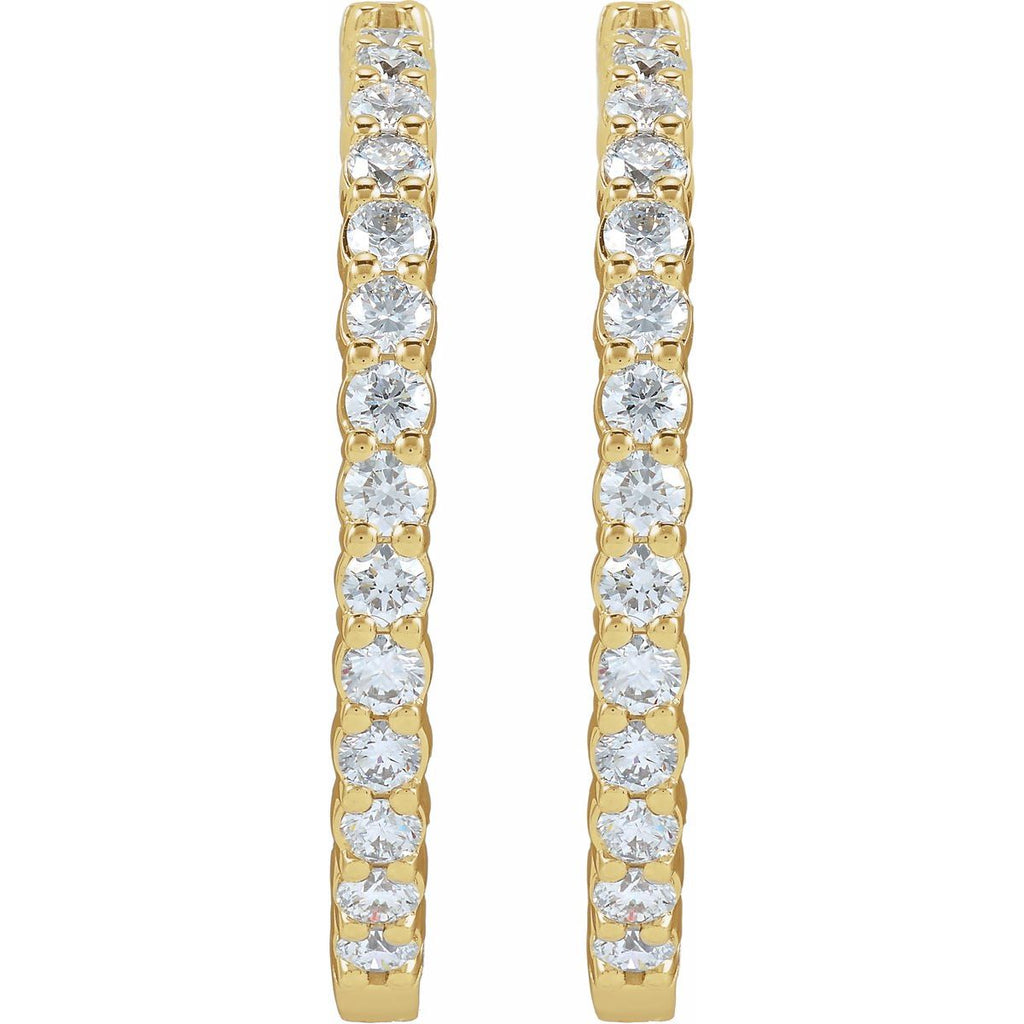 5 CTW Lab-Grown Diamond Inside-Outside Hinged 37.8 mm Hoop Earrings in 14k yellow gold
