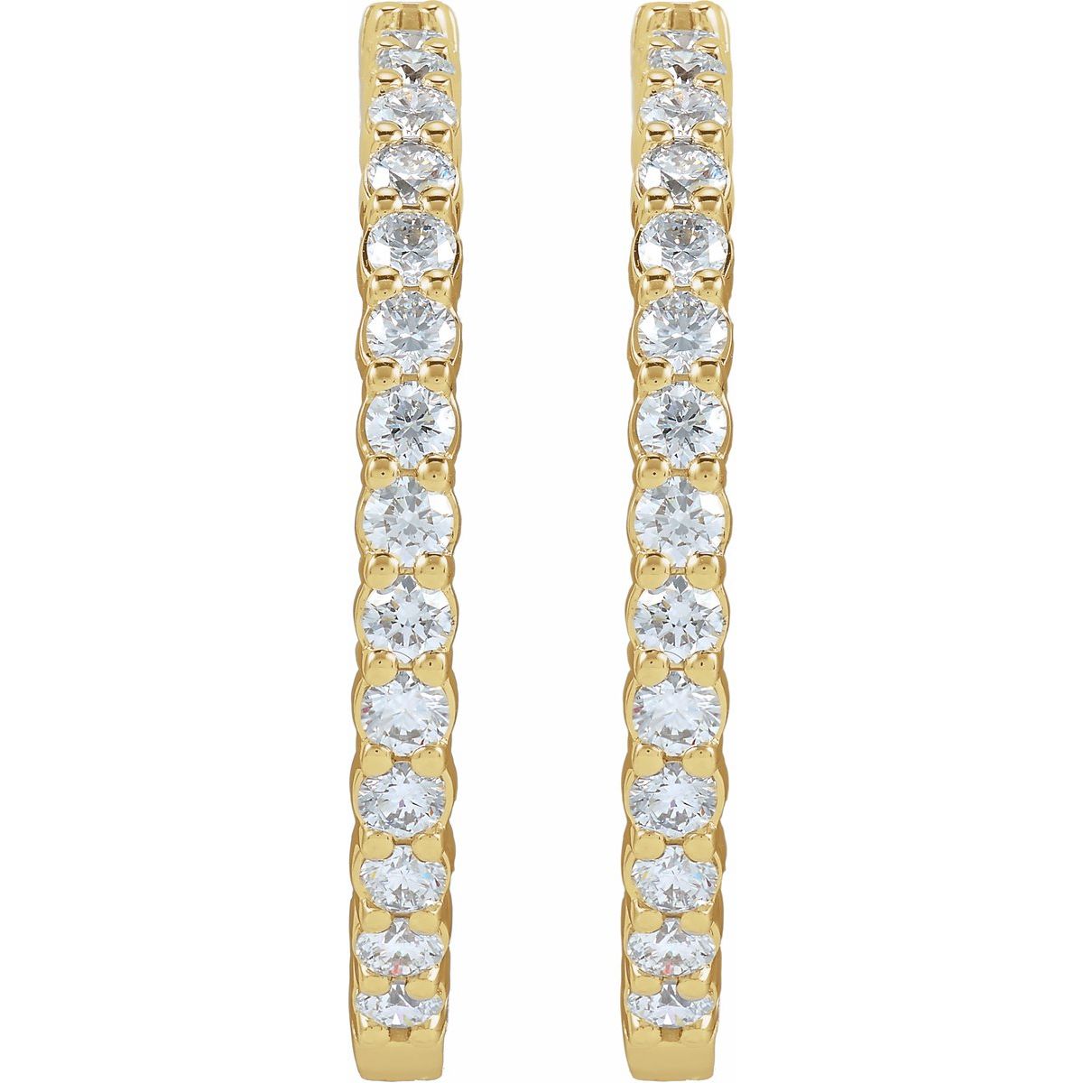 5 CTW Lab-Grown Diamond Inside-Outside Hinged 37.8 mm Hoop Earrings in 14k yellow gold
