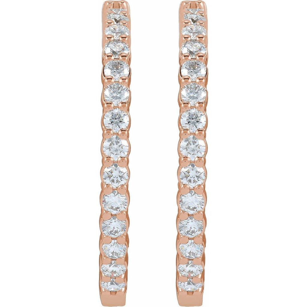 5 CTW Lab-Grown Diamond Inside-Outside Hinged 37.8 mm Hoop Earrings in 14k rose gold