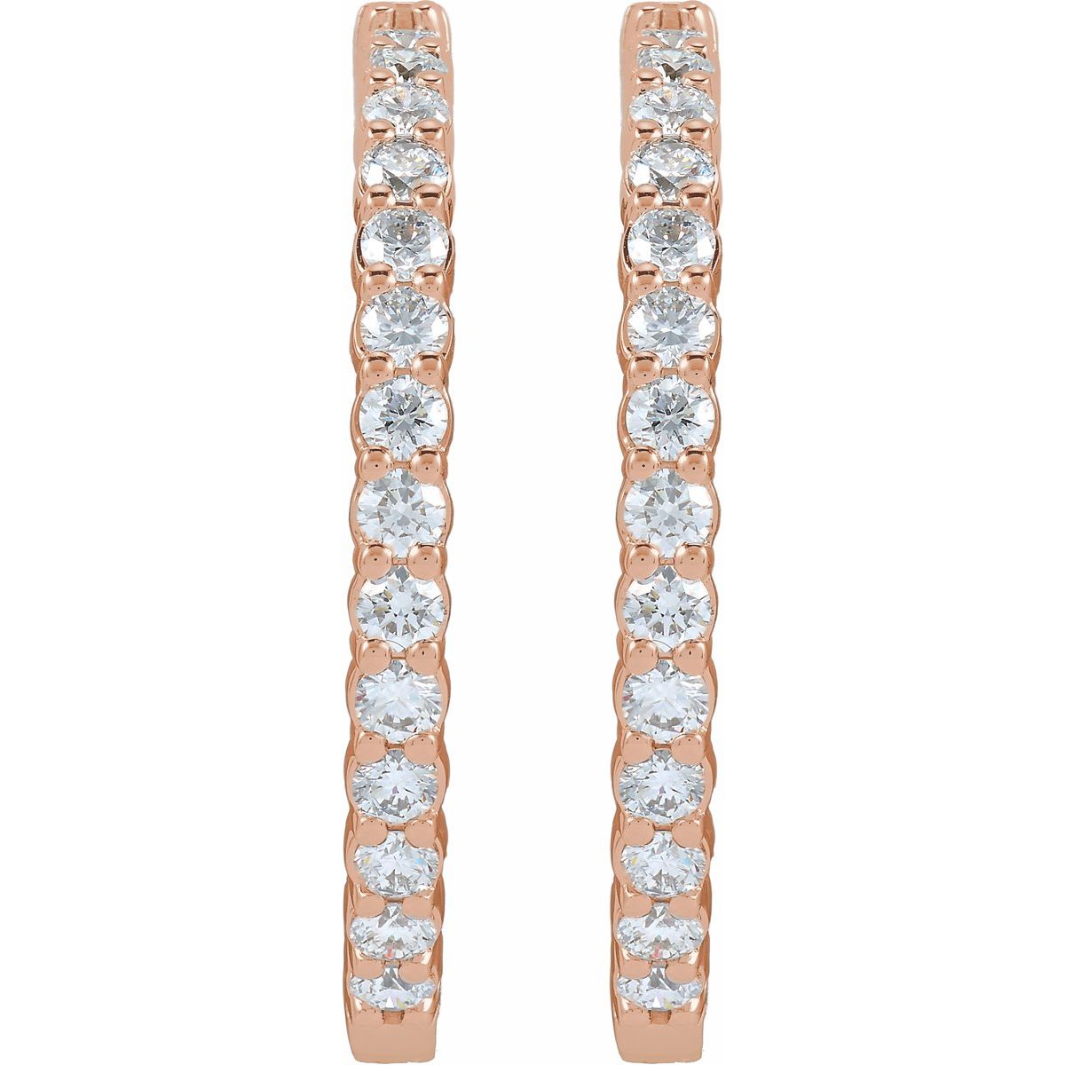 5 CTW Lab-Grown Diamond Inside-Outside Hinged 37.8 mm Hoop Earrings in 14k rose gold