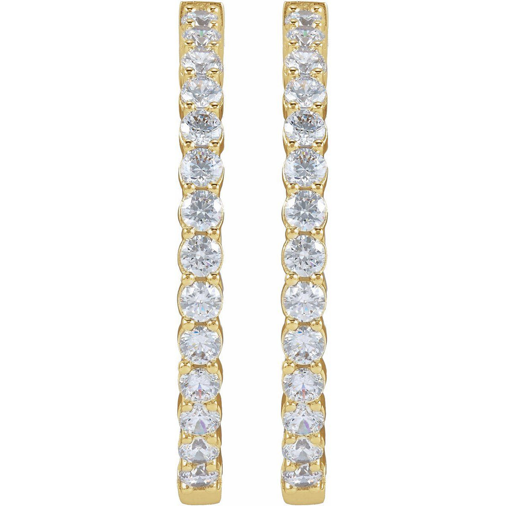 4 CTW Lab-Grown Diamond Inside-Outside Hinged 36 mm Hoop Earrings in 14k yellow gold
