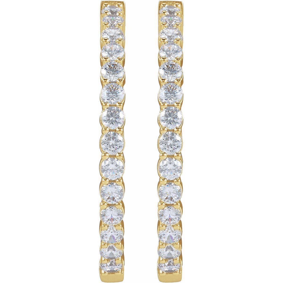 4 CTW Lab-Grown Diamond Inside-Outside Hinged 36 mm Hoop Earrings in 14k yellow gold