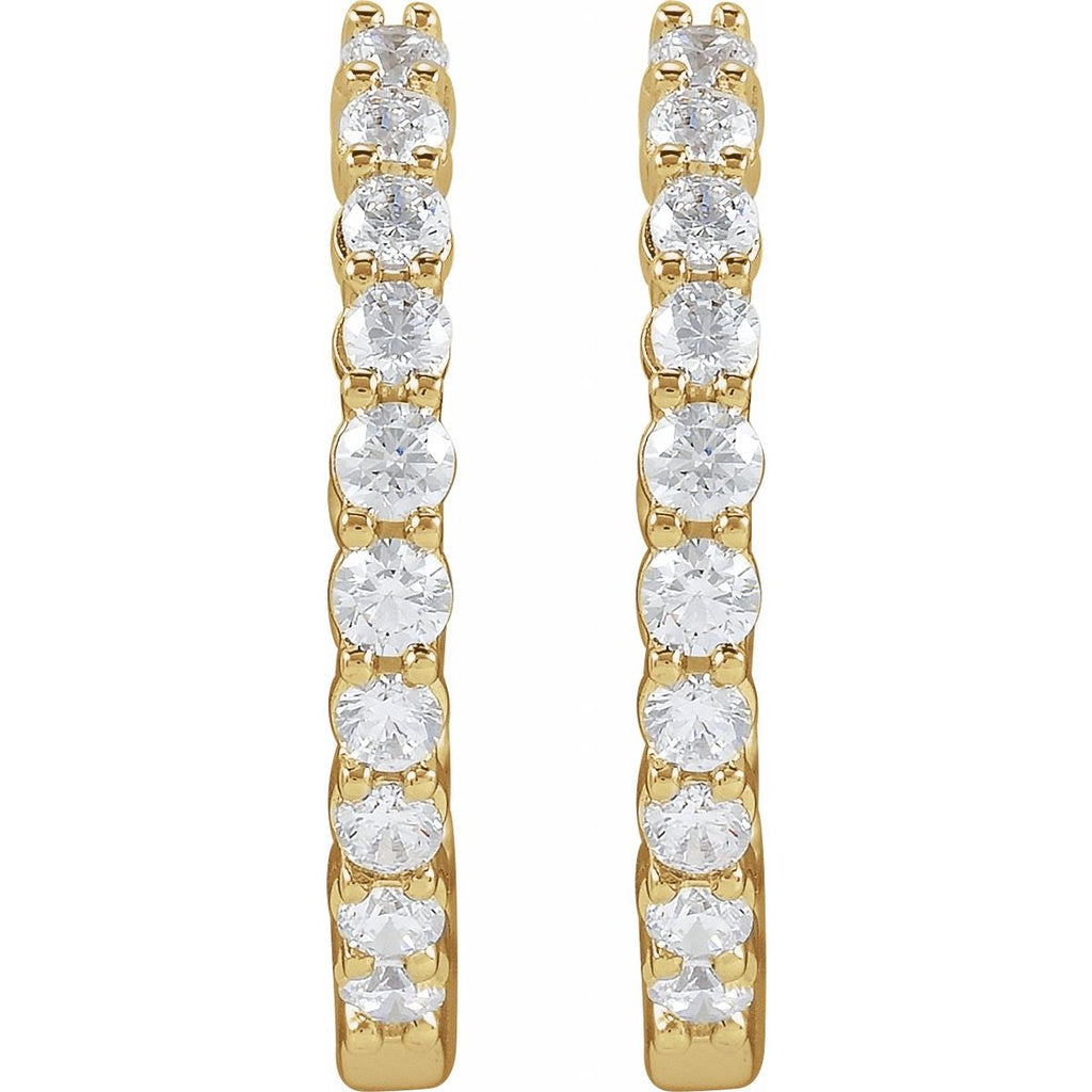 1 CTW Lab-Grown Diamond Inside-Outside Hinged 19.3 mm Hoop Earrings in 14k yellow gold