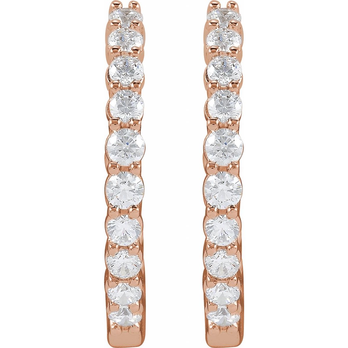 1 CTW Lab-Grown Diamond Inside-Outside Hinged 19.3 mm Hoop Earrings in 14k rose gold