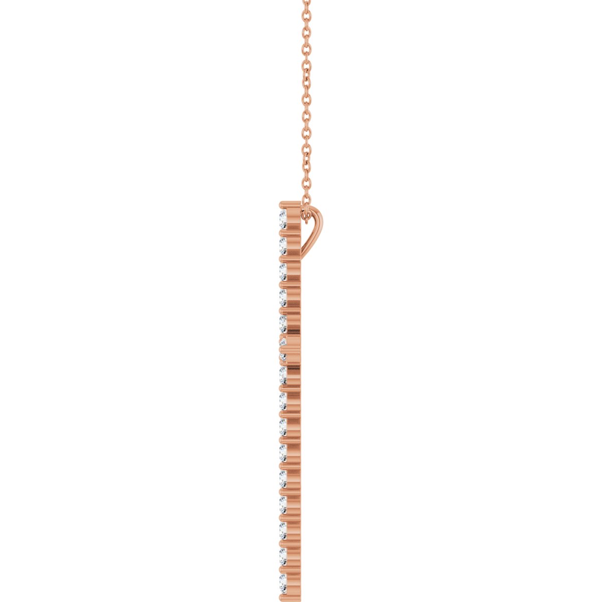 1 CTW Natural Diamond Cross Necklace in 14k rose gold