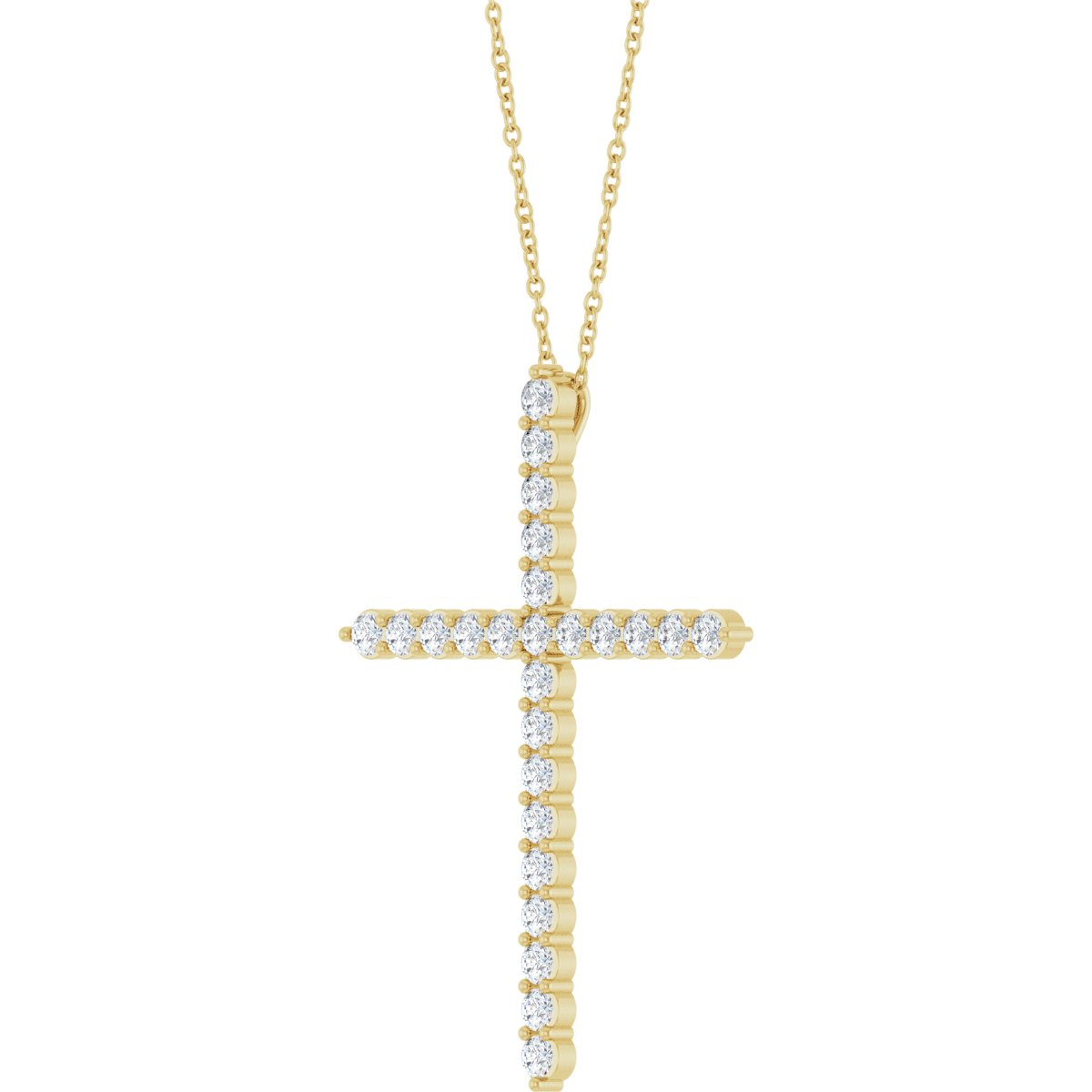 1 CTW Natural Diamond Cross Necklace in 14k yellow gold
