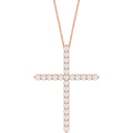 1 CTW Natural Diamond Cross Necklace in 14k rose gold