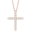 3/4 CTW Natural Diamond Cross Necklace in 14k rose gold