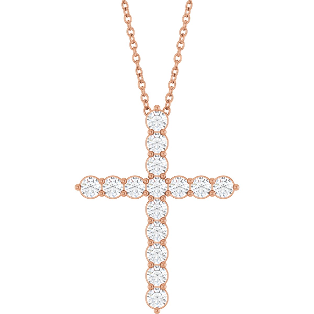 3/4 CTW Natural Diamond Cross Necklace in 14k rose gold