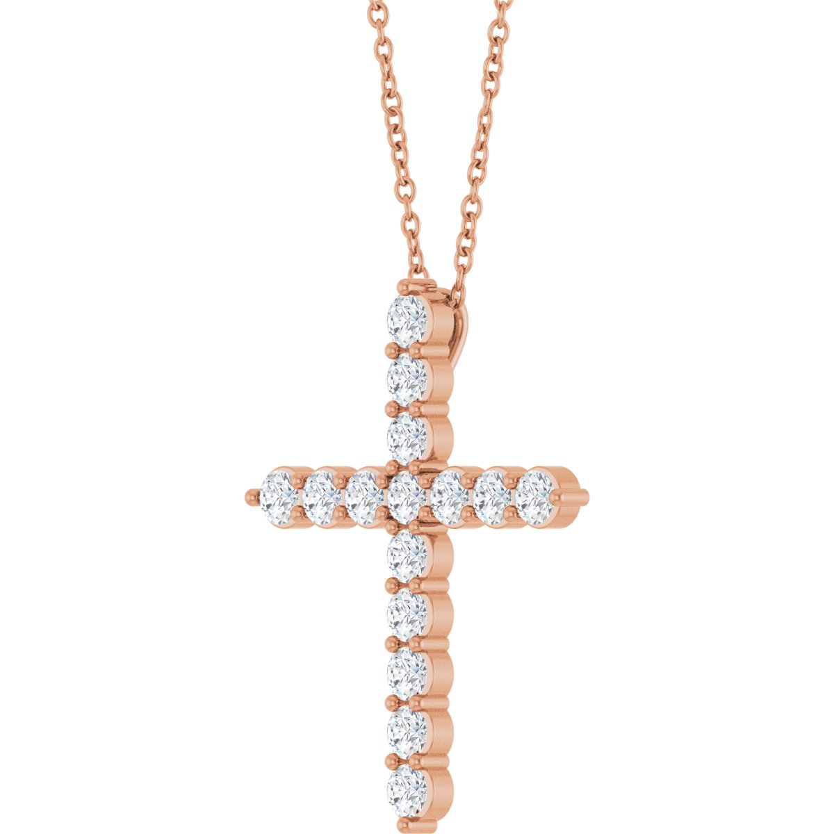 3/4 CTW Natural Diamond Cross Necklace in 14k rose gold