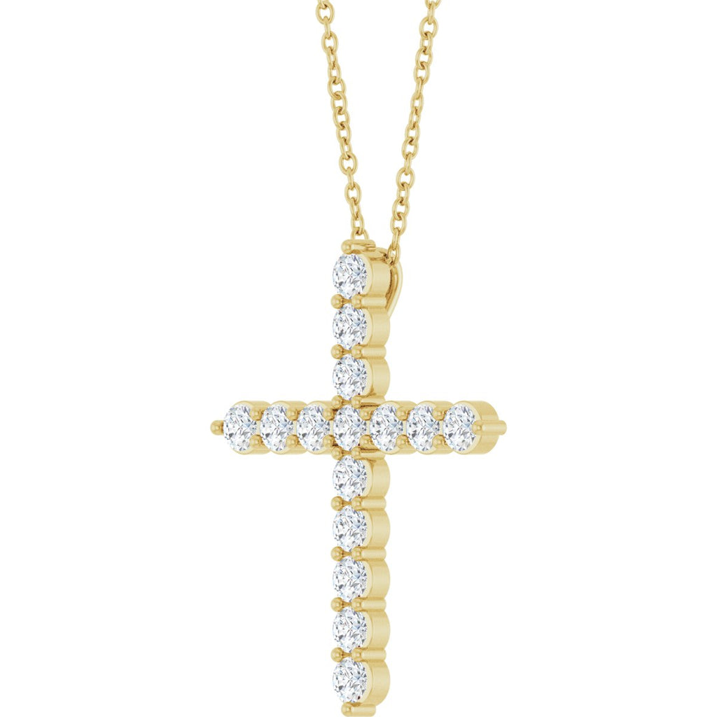 3/4 CTW Natural Diamond Cross Necklace in 14k yellow gold