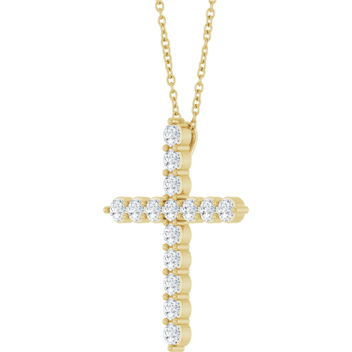 3/4 CTW Natural Diamond Cross Necklace in 14k yellow gold