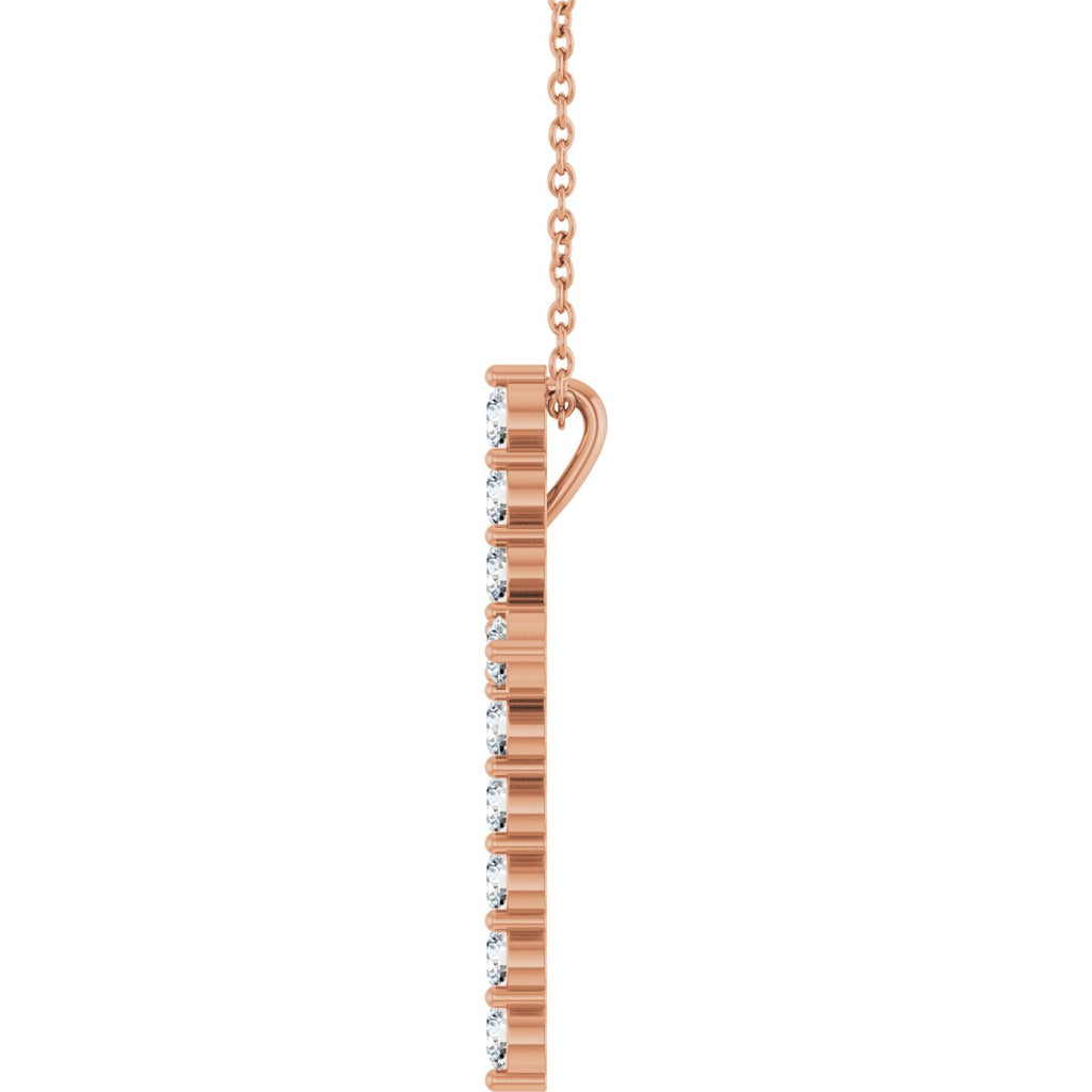 3/4 CTW Natural Diamond Cross Necklace in 14k rose gold