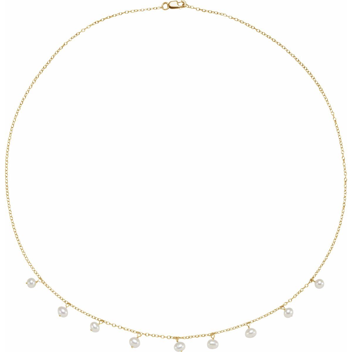 Cultured White Freshwater Pearl Necklace in 14k yellow gold