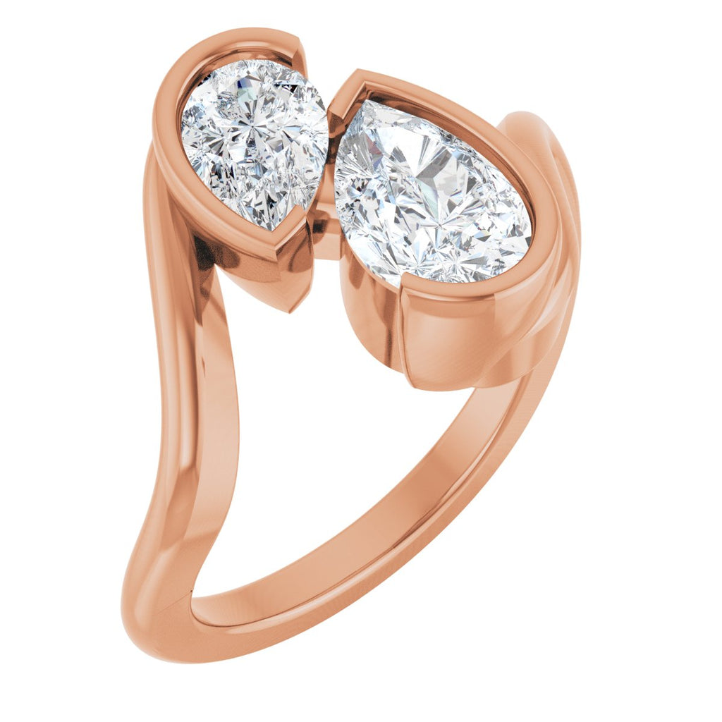 1 1/2 CTW Lab-Grown Diamond Two-Stone Engagement Ring in 14k rose gold
