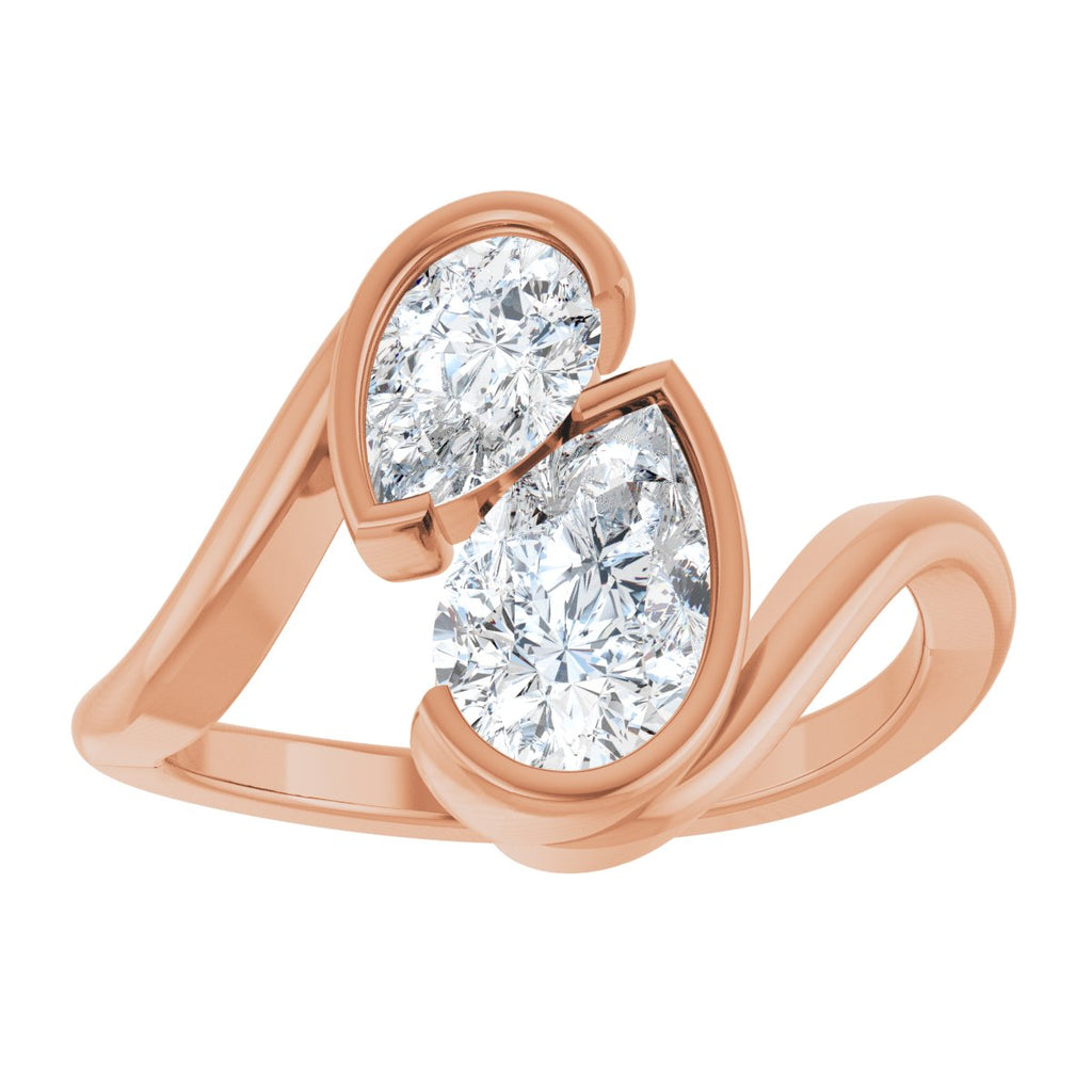1 1/2 CTW Lab-Grown Diamond Two-Stone Engagement Ring in 14k rose gold