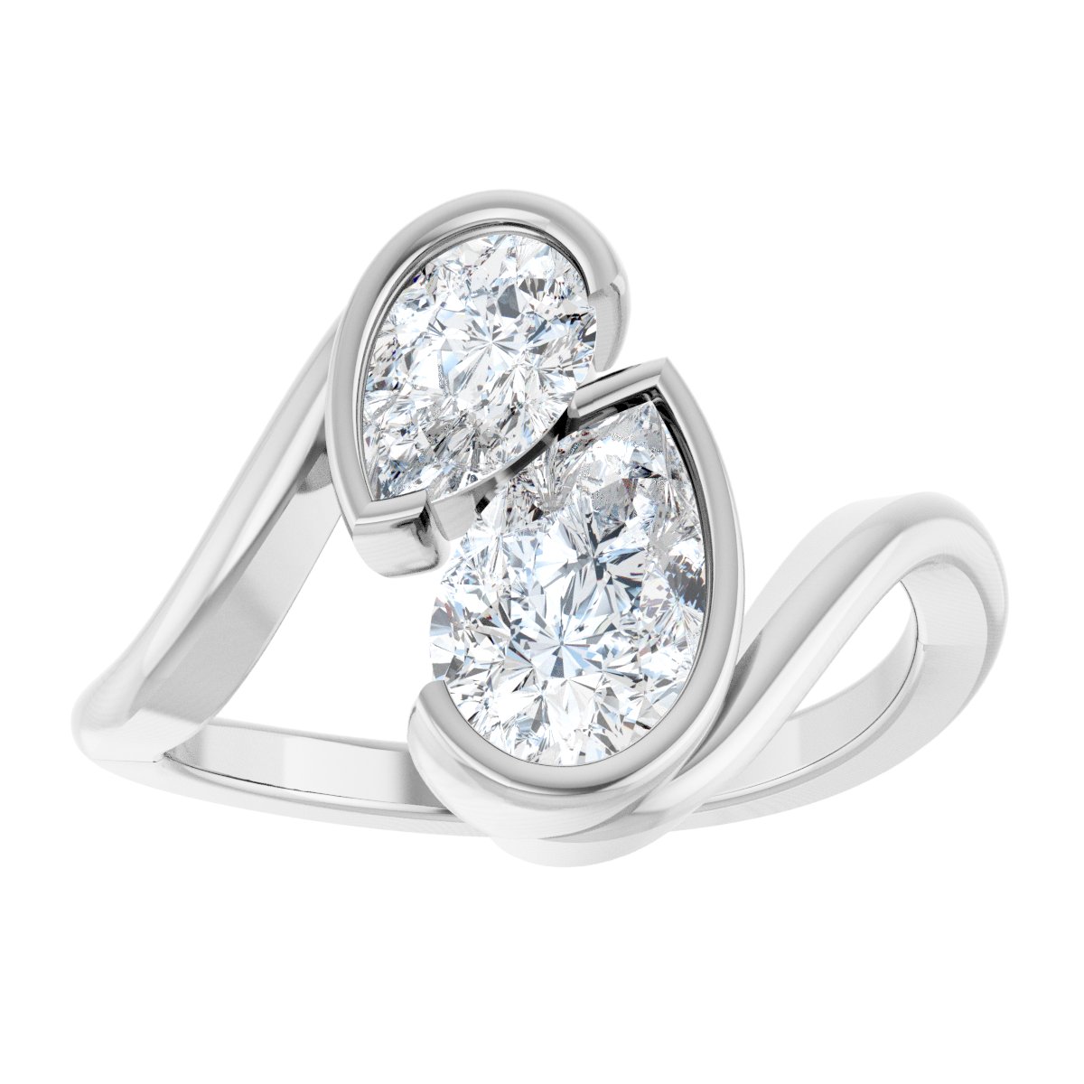 1 1/2 CTW Lab-Grown Diamond Two-Stone Engagement Ring in 14k white gold