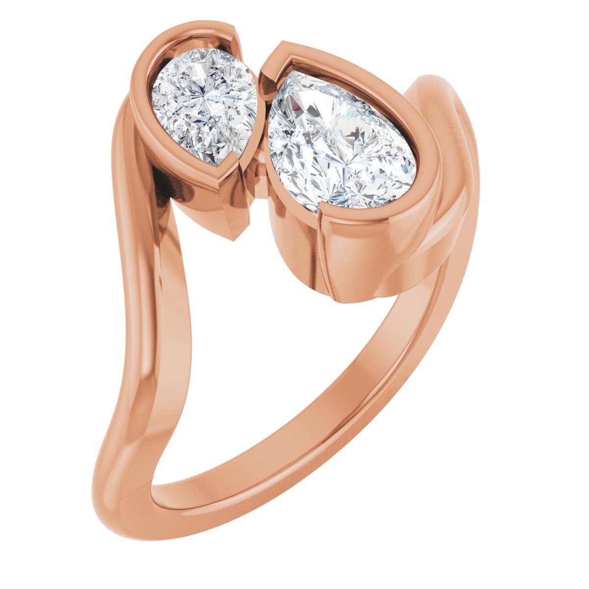 1 CTW Lab-Grown Diamond Two-Stone Engagement Ring in 14k rose gold