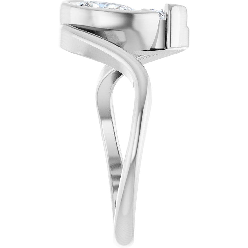 1 CTW Lab-Grown Diamond Two-Stone Engagement Ring in 14k white gold