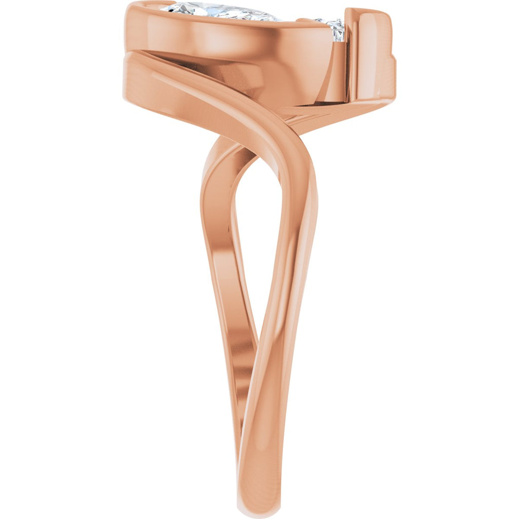 1 CTW Lab-Grown Diamond Two-Stone Engagement Ring in 14k rose gold