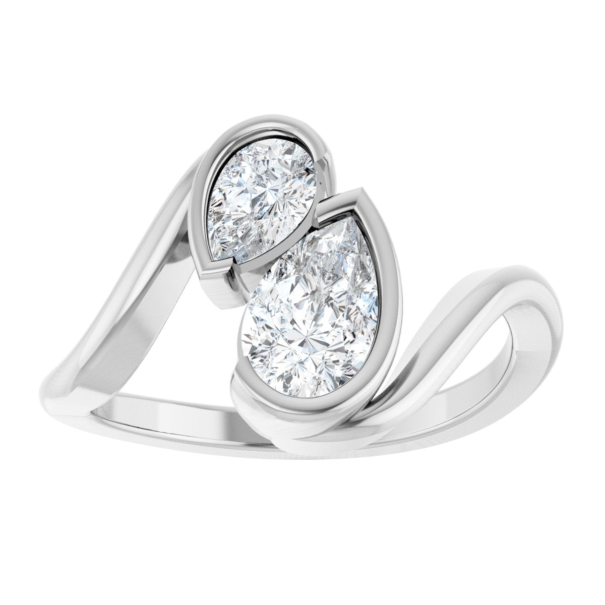 1 CTW Lab-Grown Diamond Two-Stone Engagement Ring in 14k white gold