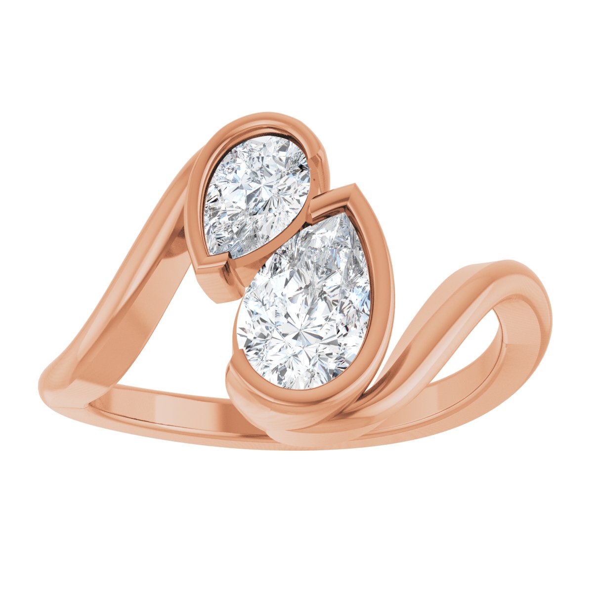 1 CTW Lab-Grown Diamond Two-Stone Engagement Ring in 14k rose gold