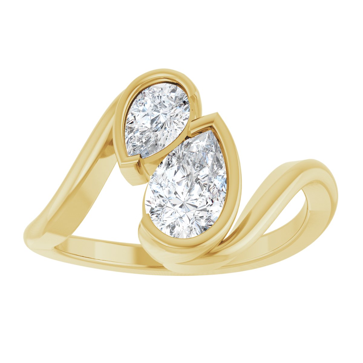 1 CTW Lab-Grown Diamond Two-Stone Engagement Ring in 14k yellow gold