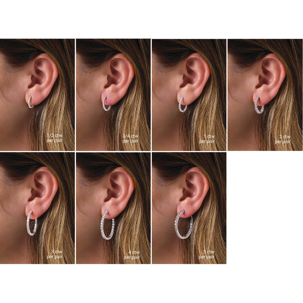 4 CTW Lab-Grown Diamond Inside-Outside Hinged 36 mm Hoop Earrings