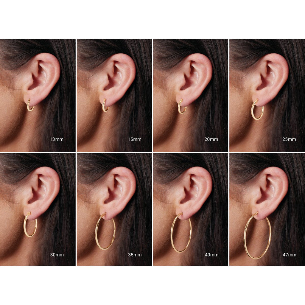 Round Tube 35 mm Hoop Earrings in 14k yellow gold