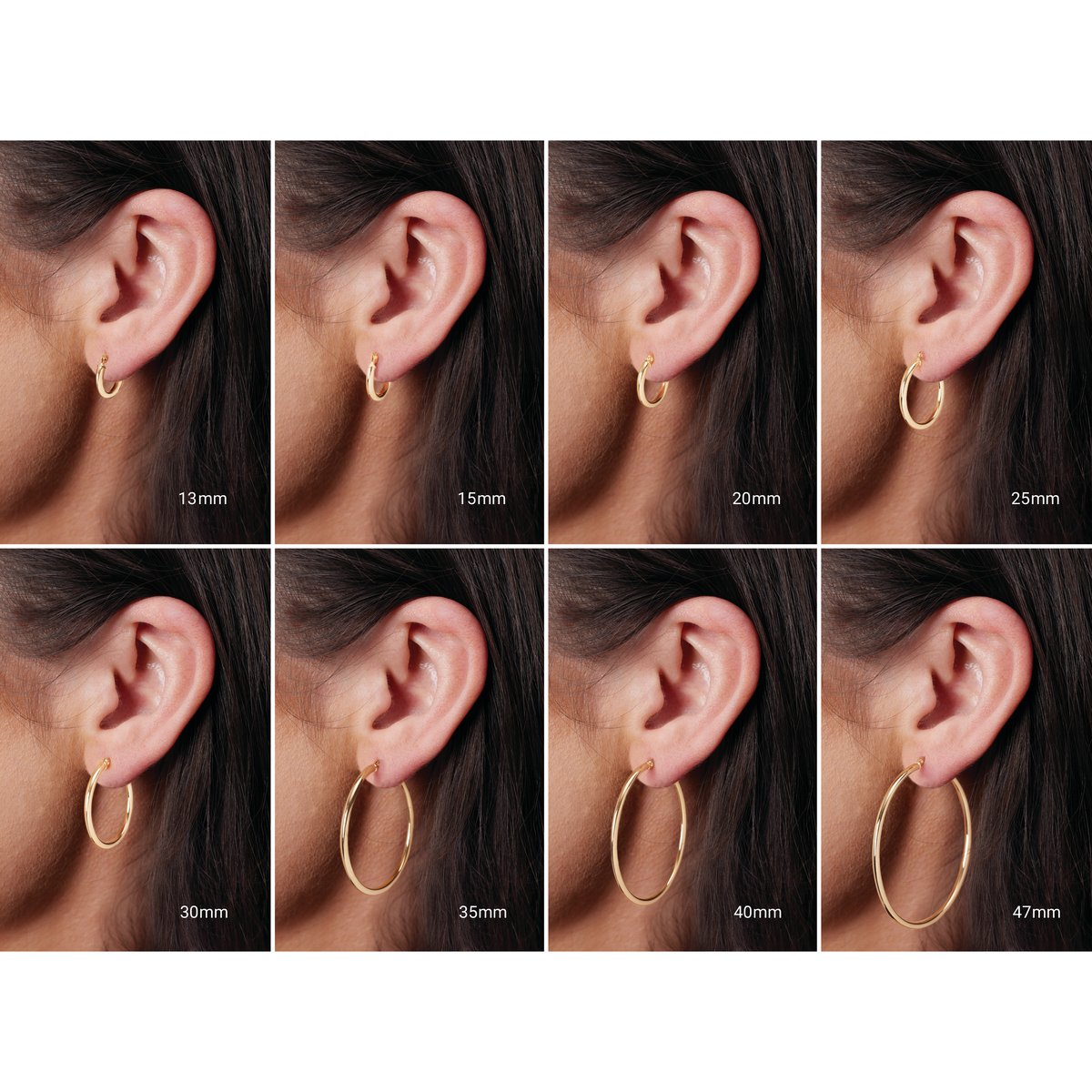 Round Tube 35 mm Hoop Earrings in 14k yellow gold